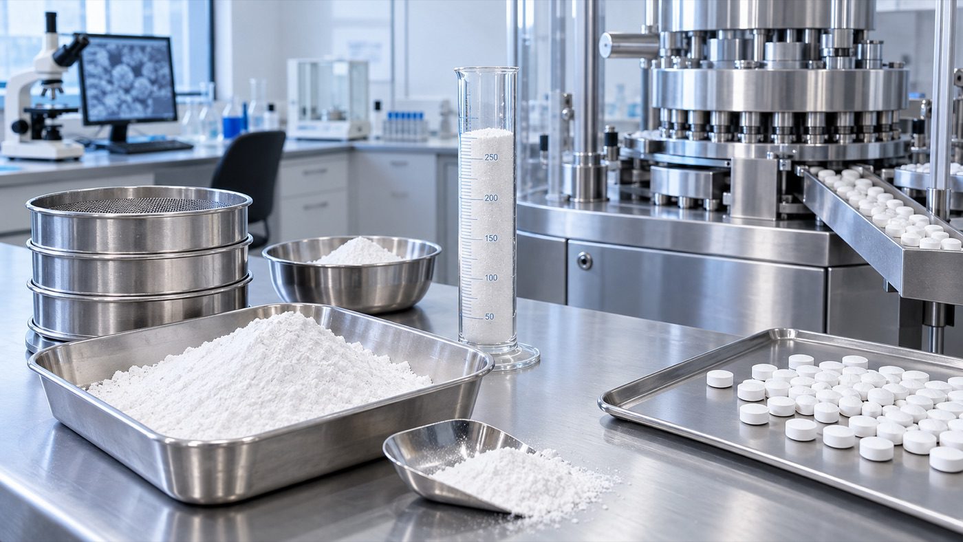 Microcrystalline cellulose bulk density testing for nutraceutical powders